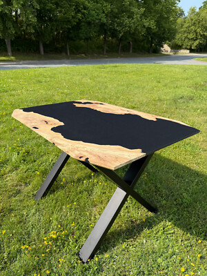 Handmade Epoxy Resin Table | Black River Table | Unique Modern Design