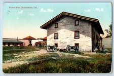 Sacramento California Postcard Sutters Fort Exterior View Building 1914 Vintage