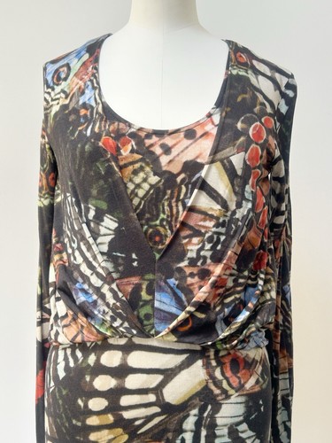 Women’s Paul Smith Dress Black Label Knee Length Jersey Viscose Butterfly Small - Picture 5 of 24