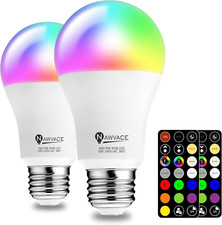LED Color Changing Light Bulb with Remote Control, 60W Equivalent RGB Bulbs, 8W