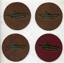 DDR Untersetzer 90mm aus Leder Panzer auf bordeaux (181)