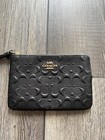 Coach F67555 Corner Zip Wristlet Signature Leather Handbag Small - Black