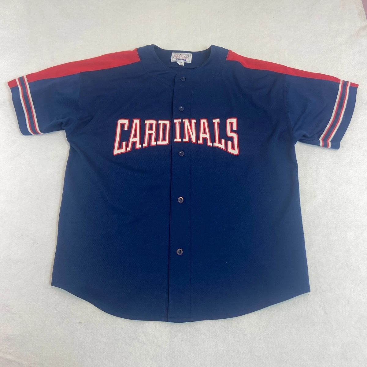 VINTAGE St Louis Cardinals Jersey Mens 2XL Navy Blue Home Starter Red  Baseball