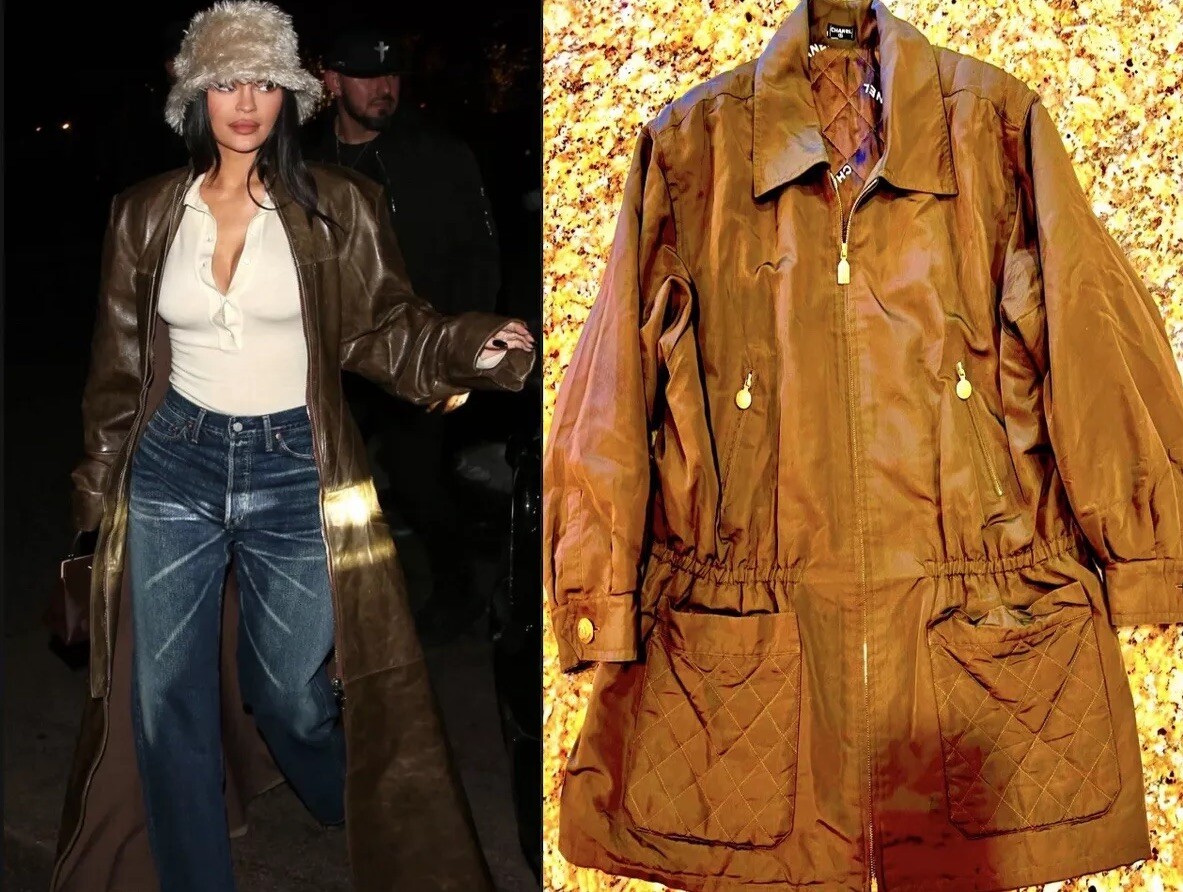 Chanel Vintage 1994 Brown Logo Coat 42 44 46 10 12 14 Chanel Vintage 1994 Brown Logo Coat 42 44 46 10 12 14