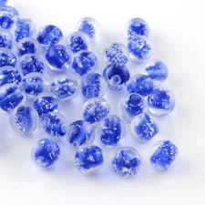 10 Glow In The Dark Glass Beads 8mm Lampwork D Blue Jewelry Making Supplies Set