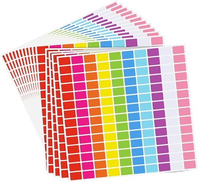 2800 Pieces 10 Color Coding Labels Rectangle 0.5 x 0.75 inch, Assorted 