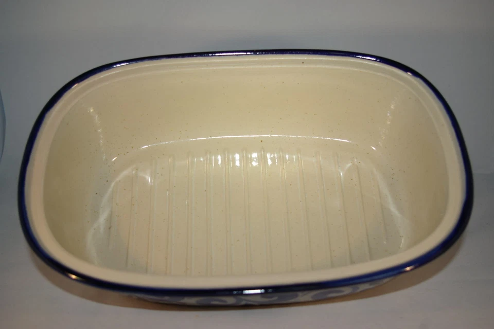 Brottopf 30 cm grau-blau Oval , Steinzeug Westerwald - Bild 2 von 2