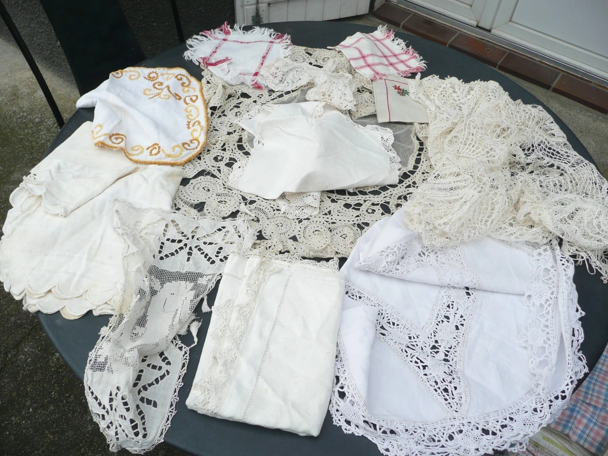 7 Jolis Napperons Anciens Faits Main En Coton Et Dentelle – Déco Vintage Années 50