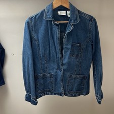Bill Blass 1990s Denim Blazer Women's Size M Jean Jacket Vintage 100 Cotton