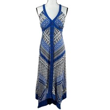 INC International Concept Maxi Dress Medium Blue White Handkerchief Sleeveless