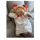Cabbage Patch Kids Baby Doll Blonde Curly Yarn Hair Heart Dress Signed Roberts