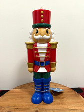 Light Up Christmas Decor Nutcracker Soldier 13.5" Tall Hollow Plastic