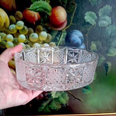 Vintage tief geschliffene ovale Schale Vintage böhmischer Kristall Bonboniere Schale