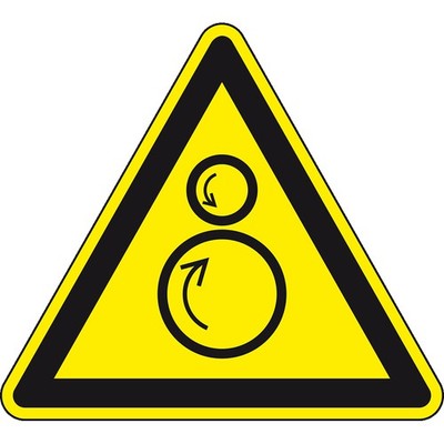 Schild Warnschild v. gegenläufigen Roln PVC SL 20cmASR A1.3 DIN EN ISO7010 W025