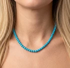925 Solid Sterling Silver Sleeping Beauty Turquoise Beaded Necklace - 18"