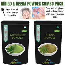 Teinture pour cheveux combinée 100 % bio au henné et en poudre d'indigo + bro...