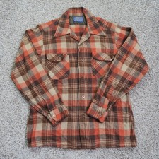 VTG Pendleton Shirt Mens Medium Loop Collar Board Wool Flannel USA Flap Pockets