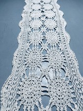 72  X 16  Vintage Table Runner Dresser Scarf Hand Crochet Lace Doily
