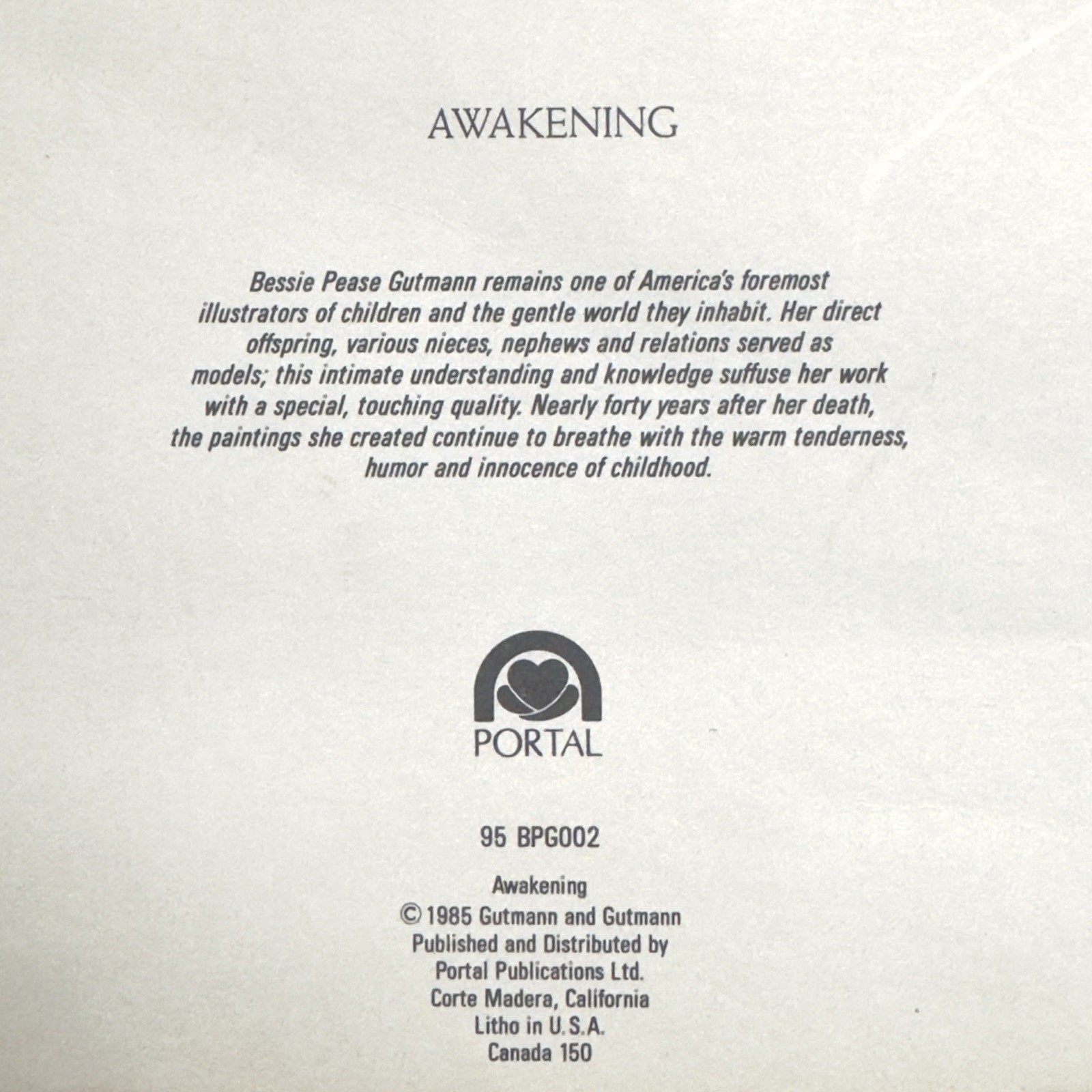 BESSIE PEASE GUTMANN Awakening 1985 Portal Litho USA Baby Infant framed Nursery