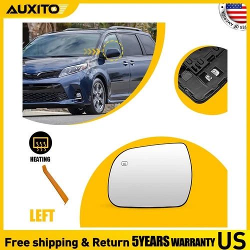 Fit Toyota Sienna 2011-2019 Left Heated Rearview Clear Mirror Glass TO1324127
