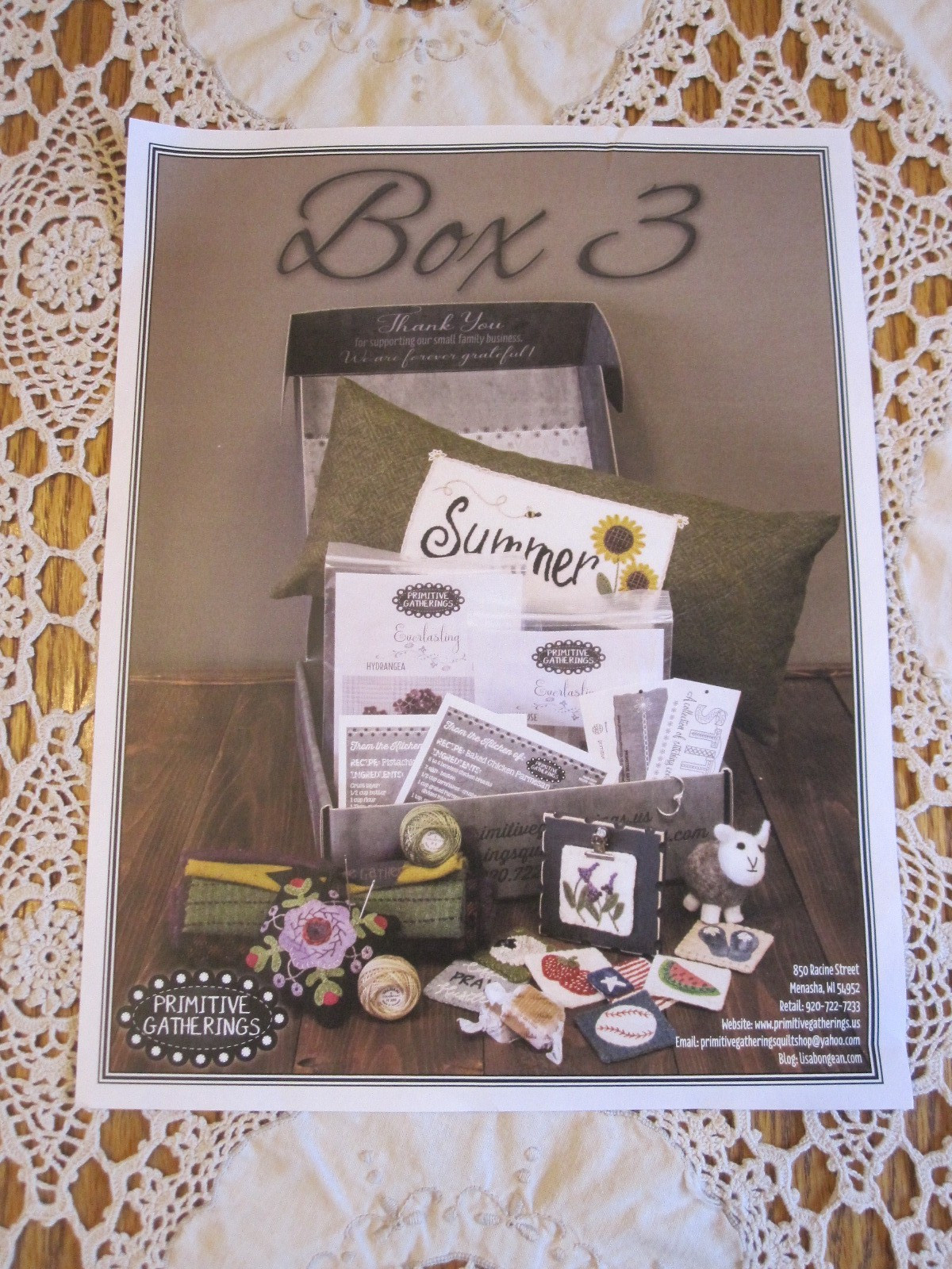 Primitive Gatherings WOOL BOX Applique Patterns Kits Fabric Accessories Extras 3