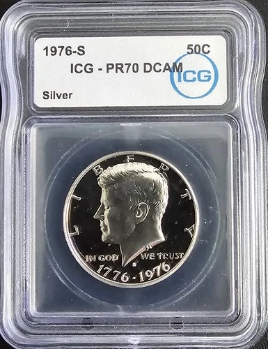 PR70 DCAM 1976-S Silver Kennedy Half Dollar ICG White Label