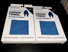 LOT 2 NEW BLUE MISSION COOLING SPORTS GYM JOB HOODIE TOWEL EVAPORATIVE COOL TECH