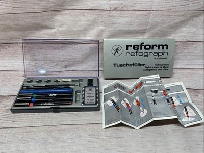 VTG Alvin Reform W. Germany Technical Drawing Refograph Set 3 Pens/Pencil/eraser