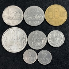 Assorted Romania Coin Lot: 8 Nice Coins 1, 5, 15, 25, 50, 100 LEI (1963-1993)