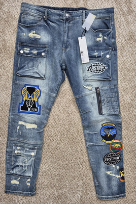 First Row Downtown La Racing Slim Jeans Men s Size 42x32 Denim New With Tags