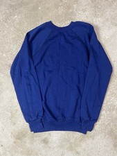Vintage 70s Blue Blank Sweatshirt Raglan Size Adult Medium USA Pullover Crew