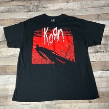 Korn Shirt Black XL Nu Metal Rock Band Tee Emo Goth Punk Red Box Spellout