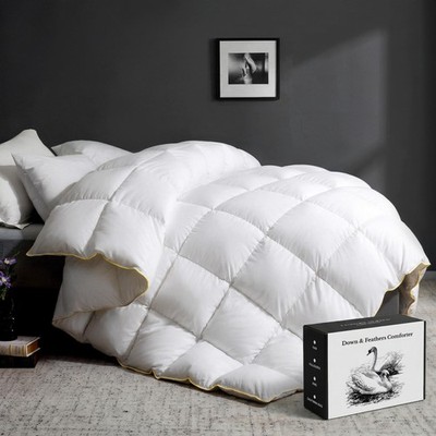 UNIKOME King Size Goose Feather Down Fiber Comforter, All Season Duvet Insert...