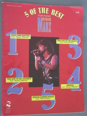 Richard Marx 5 OF THE BEST Songbook Sheet Music Hold On To The Nights, Angelia