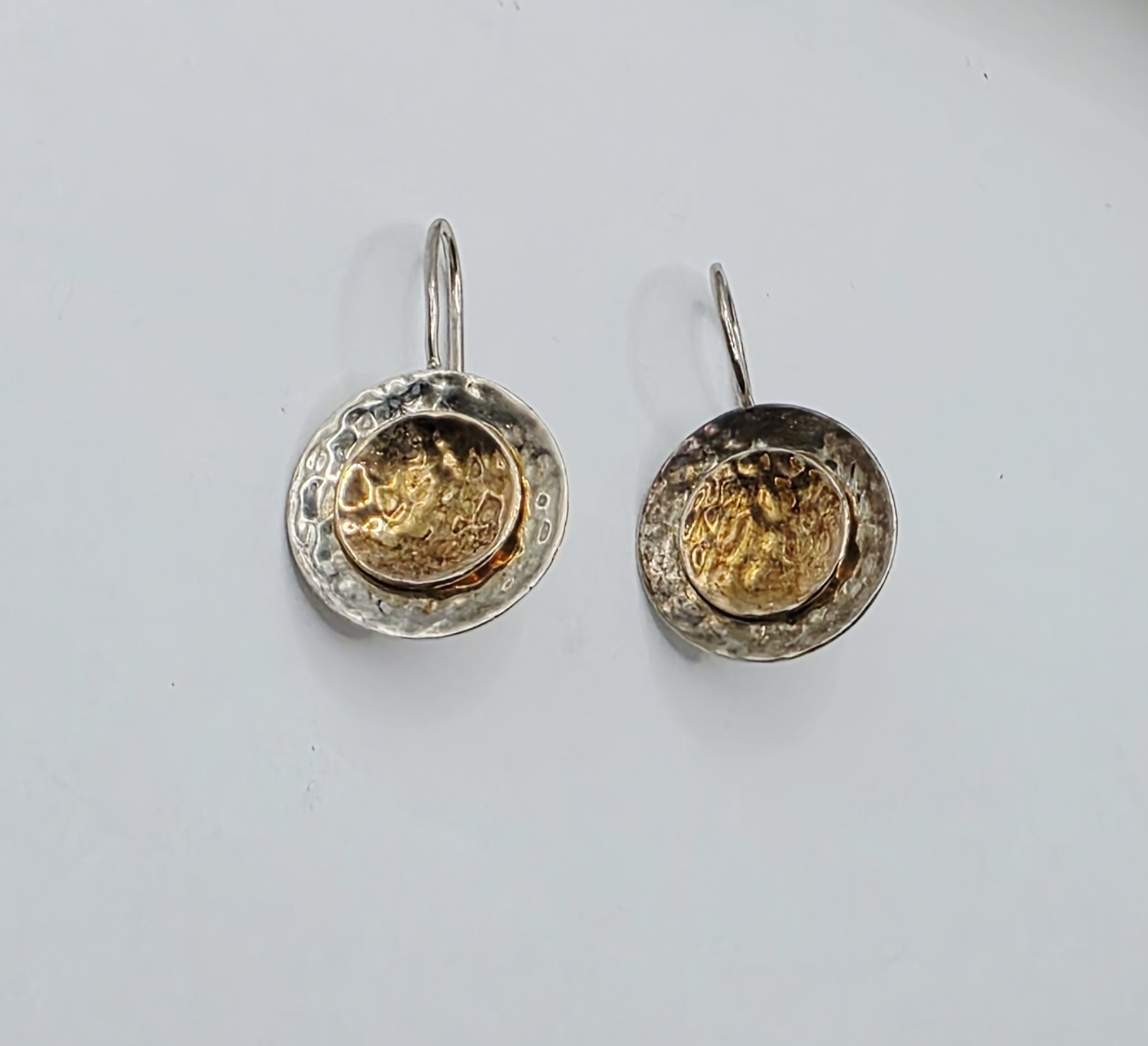 Silpada Sterling Silver Two-Tone Round Hammered Dangle Earrings 925