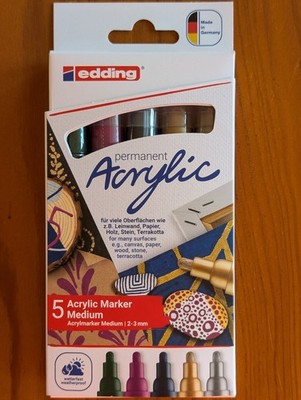 Edding 5100 Acrylmarker festlich Acrylstifte Set 5-tlg Metallic Paint Marker