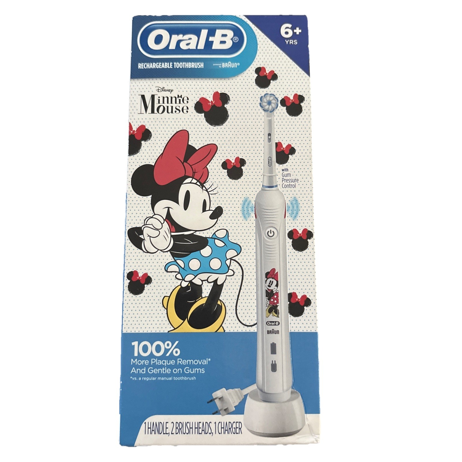 Oral-B Kids Electric Toothbrush Minnie Mouse, 1 Handle 2 Brush Heads Kids 6+ NEW