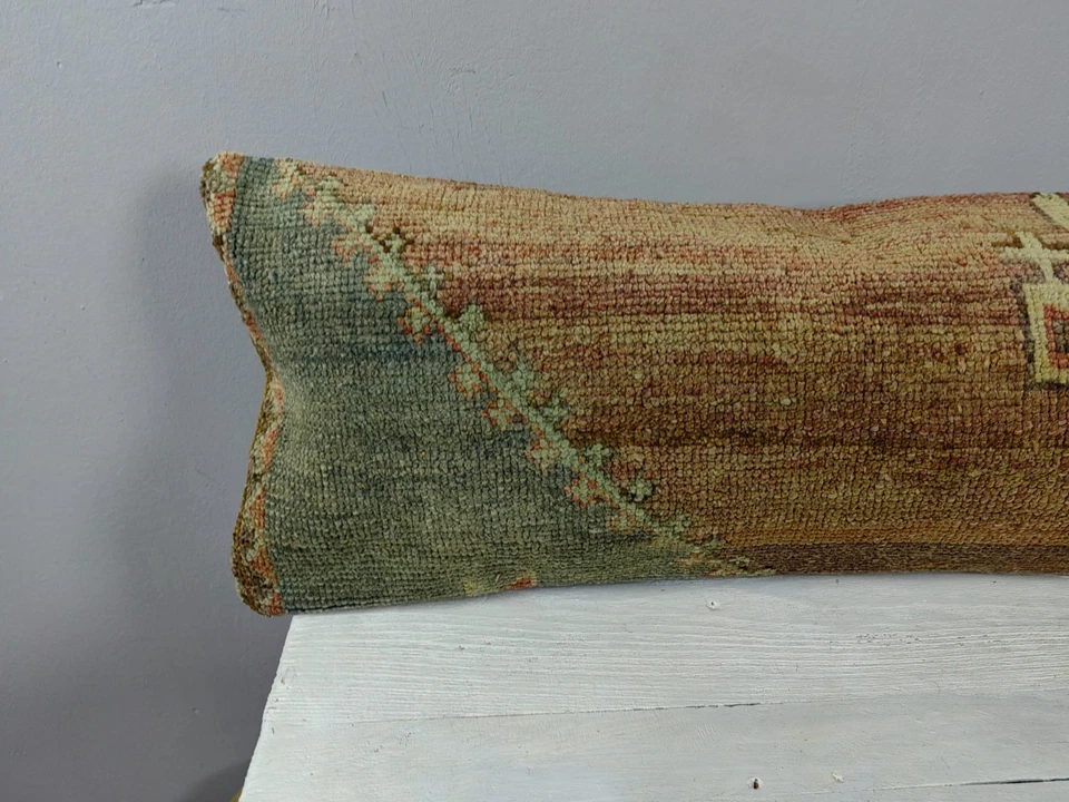 12x48 Turkish Kilim Pillow Cover - Long Lumbar Throw - Vintage Boho Cushion - Image 2 of 4