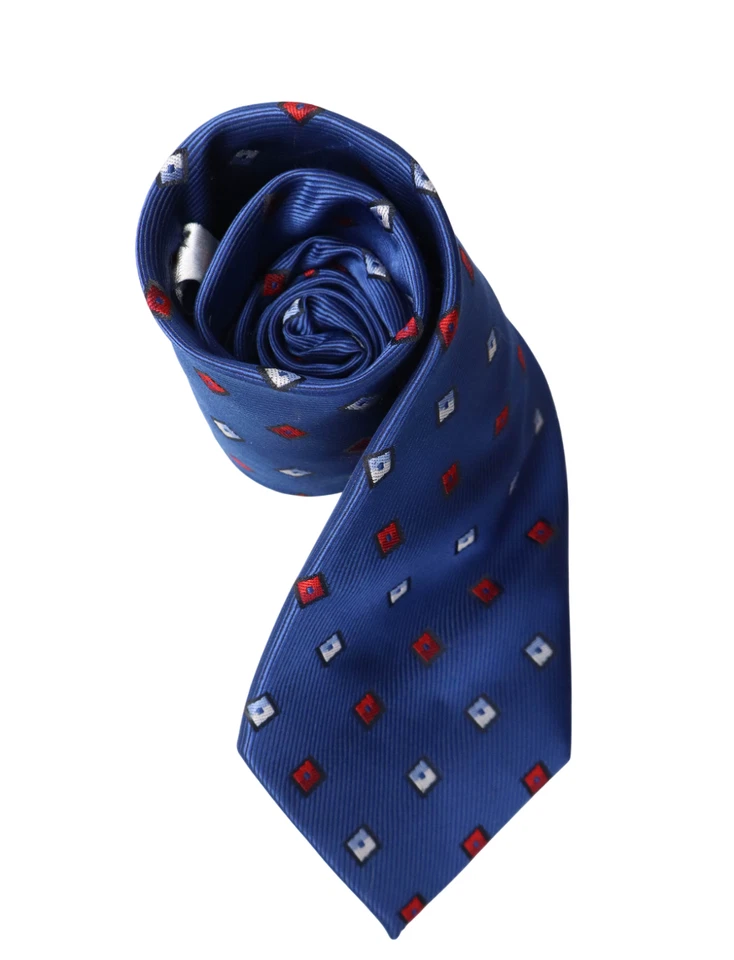 Gravata CANDA masculina tamanho único pontiaguda clássica estampada azul - Imagem 2 de 4