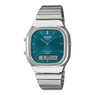 CASIO AQ-240E-3A AQ240E-3A A/D QUARTZ TEAL GREEN DIAL WATCH
