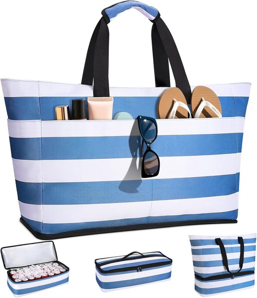 Strandtasche Xxl Familie Mit KüHlfach, 49L GroßE Badetasche-image