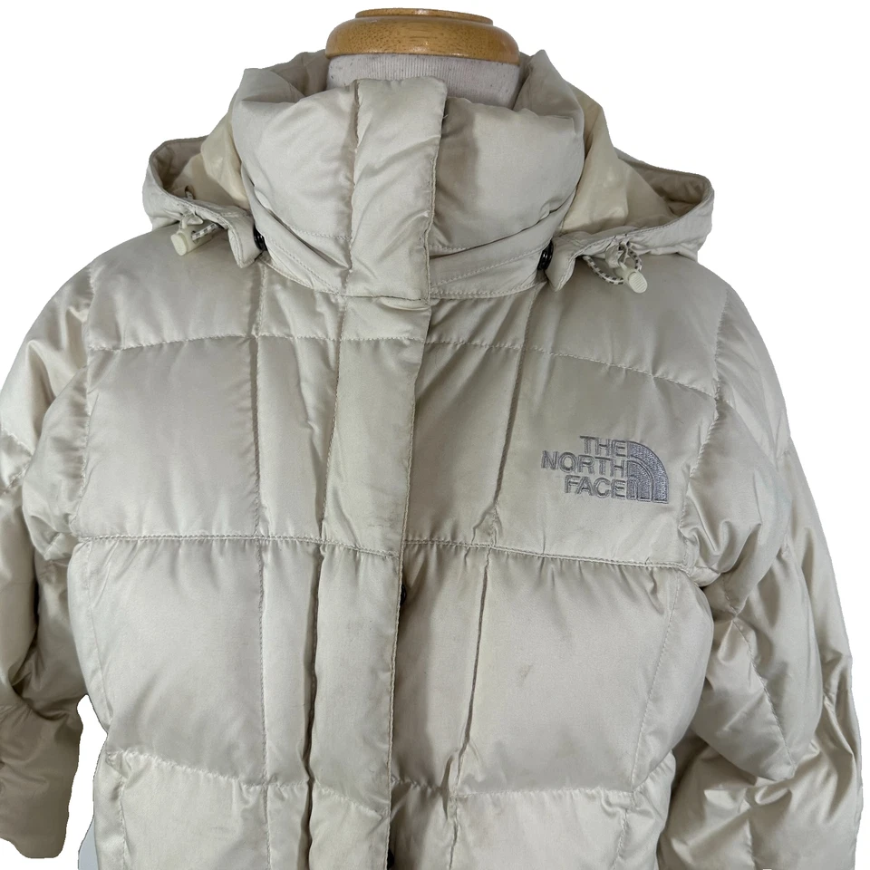 The North Face 600 Down Hooded Cream Downtown Parka Puffer Jacket Women's Sz M - Image 3 of 4