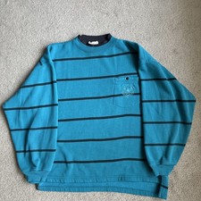 Vintage Cherokee Tradition Fleece Pullover Sweater Blue Striped NO TAG MEASURED