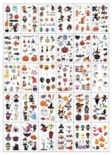 300pcs Halloween Tattoo Temporary Stickers 30 Sheets Pumpkins Ghosts Witches DIY