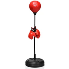 Boxing Punching Bag w/ Height Adjustable Stand Gloves Teenagers & Adults