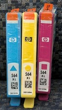 Genuine HP 564XL High Yield Ink Cartridge Lot Yellow, Magenta, Cyan Exp 04/15