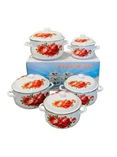 10pcs Enamel Stock Pot Stockpot Stackable Cooking Pot Pot Kitchen Pot Enamel Set