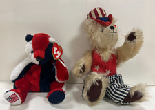 TY Patriotic Bears -JointedUNCLE SAM dated   2001) and Patriot Bear 2000
