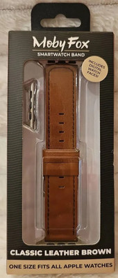 Moby Fox, smart watch band premium leather. One size fits all Apple watches.