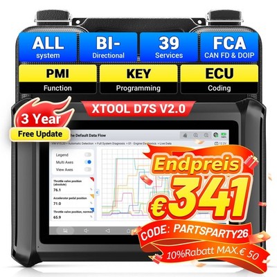 2026 XTOOL D7S OBD2 Diagnosegerät ECU Codierung 39 Servicefunktionen CAN FD FCA